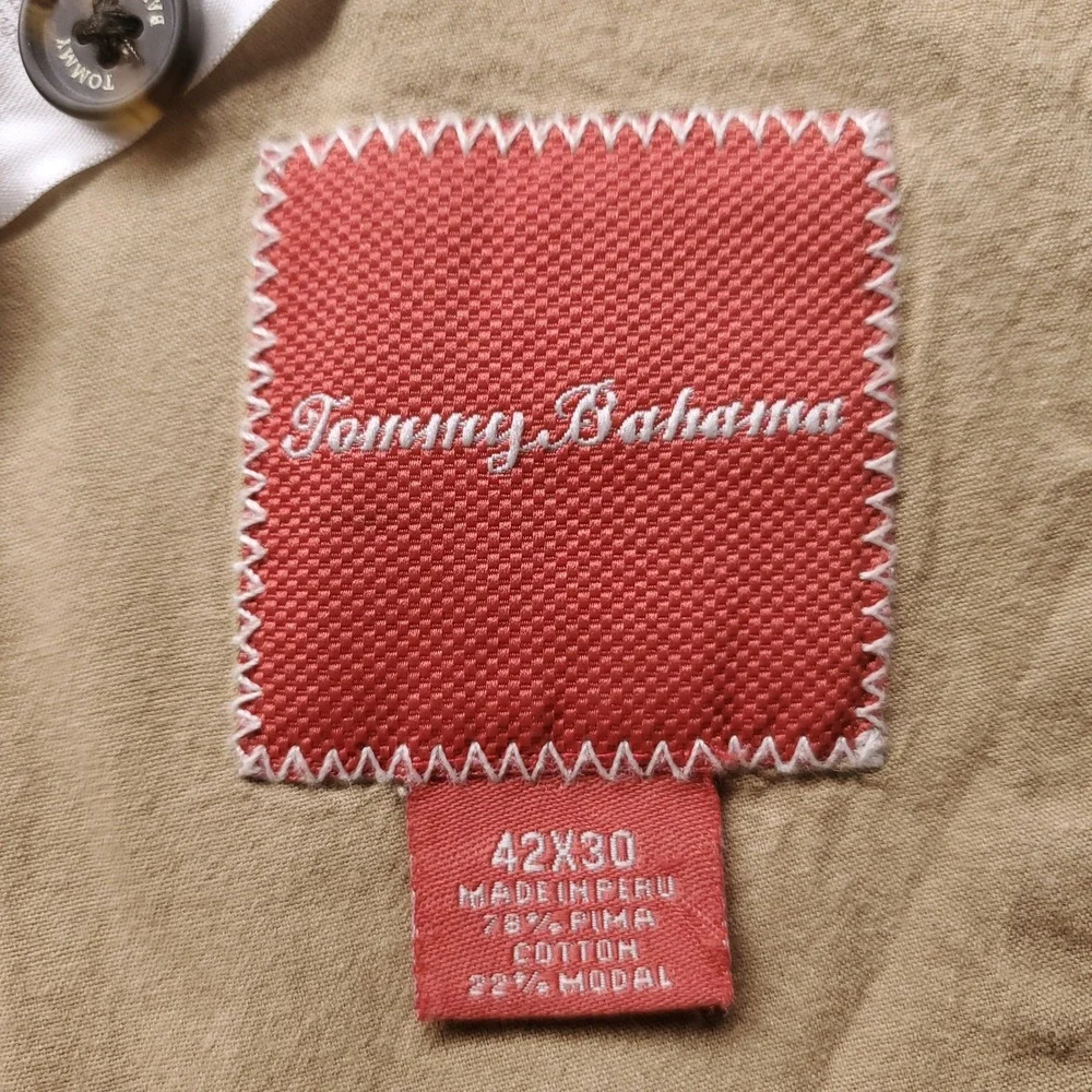 Tommy Bahama Boracay Flat Front Chino Pants Men 42x30 Khaki Tan Stretch Island